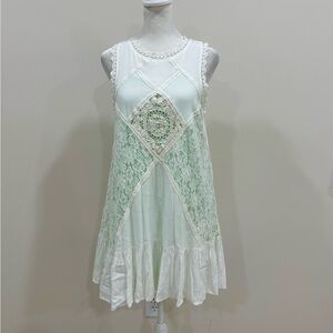 Oddy Women’s Lace Mint Cream Mini Dress‎ Size M Sleeveless